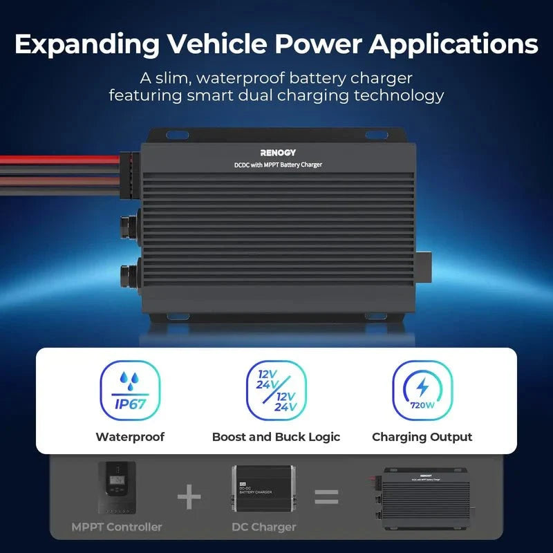 Renogy 12V/24V IP67 50A DC-DC Battery Charger with MPPT