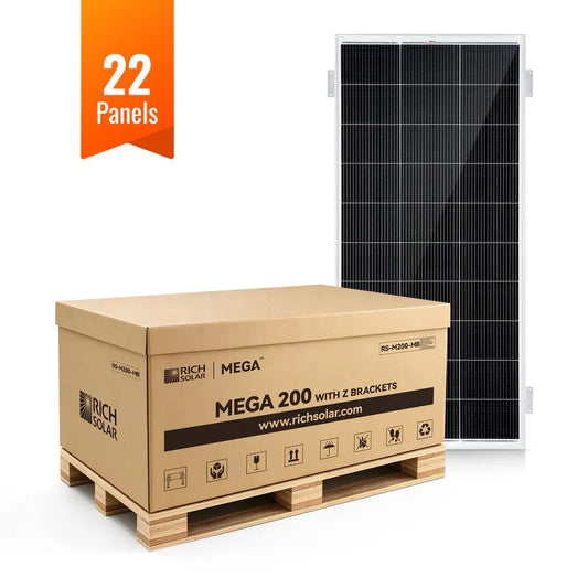 Rich Solar MEGA 200 12V 200W Solar Panel With 3/4" Z Brackets