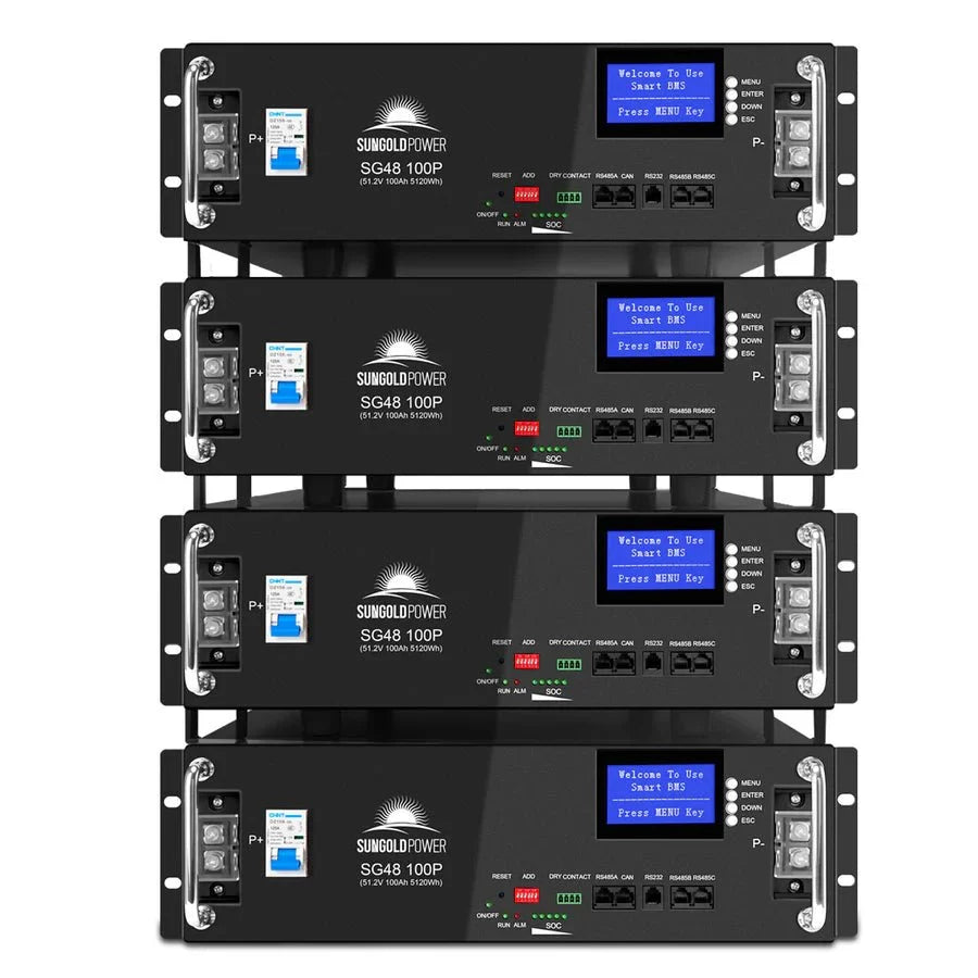 SunGoldPower 48V 100Ah Server Rack LiFePO4 Lithium Battery